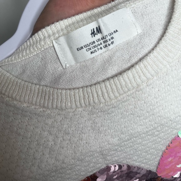 H&M Cream Sweater with Multicolor Sequin Heart 
And dark red top. - Picture 7 of 7